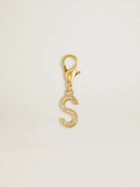 Buchstaben-S-Anhänger aus goldfarbenem Messing mit Kristallen