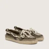 Cruise-Espadrilles für Damen aus militärgrünem Canvas mit weißen Wanderschnürsenkeln