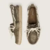 Cruise-Espadrilles für Damen aus militärgrünem Canvas mit weißen Wanderschnürsenkeln
