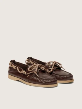 Cruise-Loafer für Damen aus glänzendem dunkelbraunem Leder