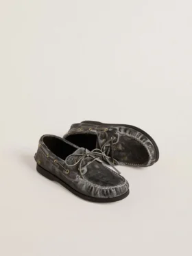 Cruise Teen Loafer aus schwarzem Leder mit Distressed-Effekt