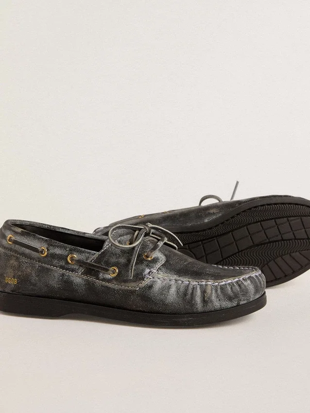 Cruise Teen Loafer aus schwarzem Leder mit Distressed-Effekt