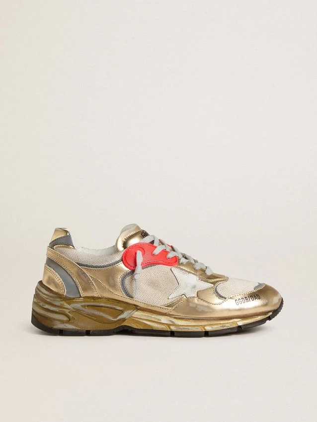 Dad-Star für Damen aus Mesh und goldfoliertem Leder mit weißem Lederstern