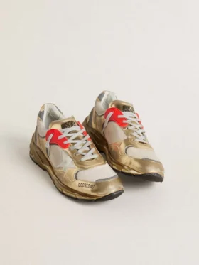 Dad-Star für Herren aus Mesh und goldfoliertem Leder mit weißem Lederstern