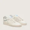 Damen-Ball Star aus cremefarbenem Leder mit Ton-in-Ton-Stern und Perlen