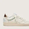 Damen-Ball Star aus cremefarbenem Leder mit Ton-in-Ton-Stern und Perlen