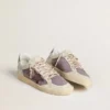 Damen-Ball Star aus lila Wildleder mit burgunderrotem Lederstern und lila Wildleder-Fersenlasche