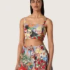 Damen-Baumwolloberteil mit mehrfarbigem Print