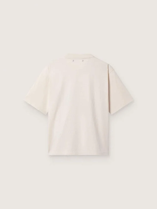 Damen-Hemd aus weißem Baumwolljersey mit Sternenprint