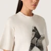 Damen-Hemd aus weißem Baumwolljersey mit Sternenprint