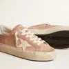 Damen-Hi Star aus rosa Wildleder mit cremefarbenem Stern und silberner Fersenlasche aus Leder