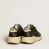 Damen-Laufschuh „Running Sole“ in schwarzem Glitzer mit Lederstern und Fersenlasche aus Nubukleder