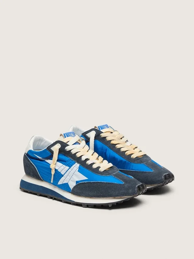 Herren-Marathon mit blauem Nylon-Obermaterial und weißem Stern