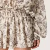 Damen-Minikleid aus Baumwolle mit schwarz-weißem Blumenprint