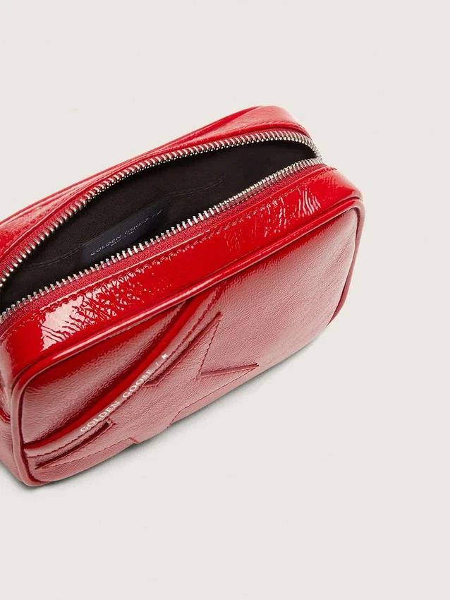 Damen-Minitasch-Star Bag aus rot lackiertem Leder mit Ton-in-Ton-Stern