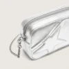 Damen-Minitasche mit Stern aus silberlaminiertem Leder mit Ton-in-Ton-Stern