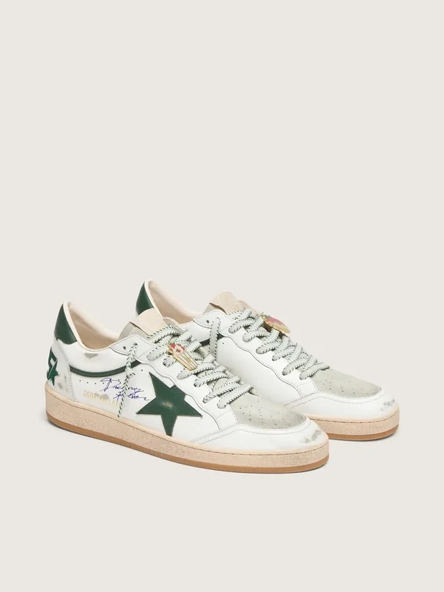 Ball Star LTD für Herren aus weißem Leder mit grünem Stern und Lederwaren
