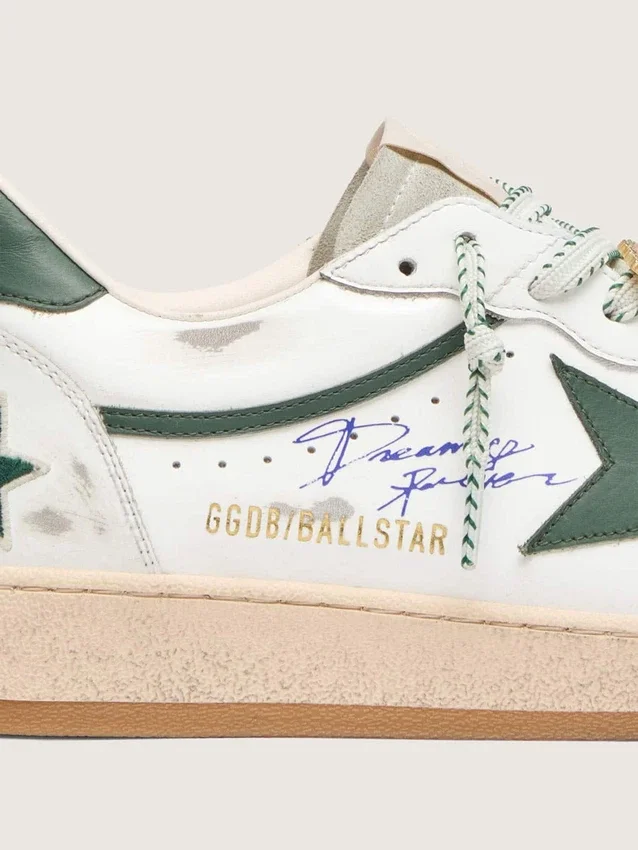 Ball Star LTD für Herren aus weißem Leder mit grünem Stern und Lederwaren