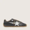 Herren-Sneaker „Marathon Speed“ mit schwarzem Lederobermaterial und silbernem Stern