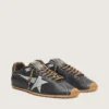 Herren-Sneaker „Marathon Speed“ mit schwarzem Lederobermaterial und silbernem Stern