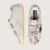Damen-Old-School-Sneaker aus weißem Leder mit schwarzem Lederstern und Einsätzen im Schlangenprint