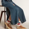 Damen-Sabot „Space-Star“ aus tabakfarbenem Wildleder mit perforiertem Stern