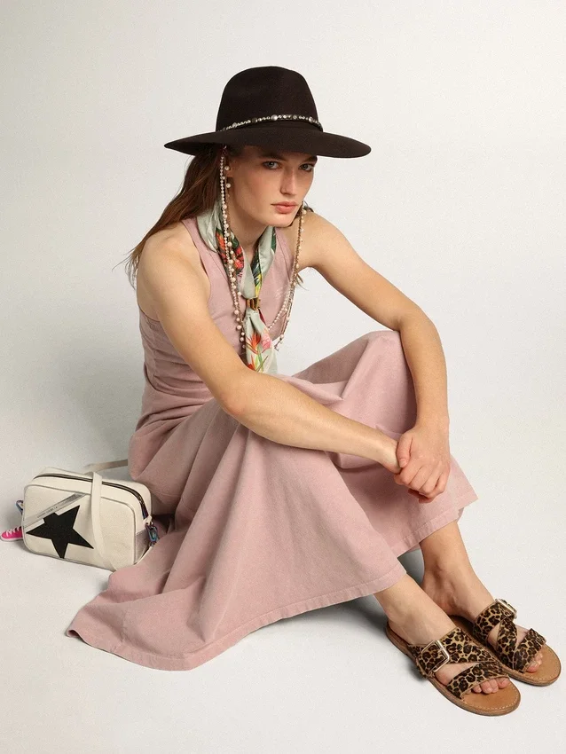 Damen-Sandalen „Margaret“ aus Ponyfell mit Leopardenmuster