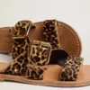 Damen-Sandalen „Margaret“ aus Ponyfell mit Leopardenmuster