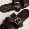 Damen-Sandalen „Margaret“ in Schwarz aus kunstharzbeschichtetem Leder