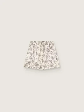 Damen-Shorts aus schwarz-weißem Baumwollpopeline mit Blumenprint