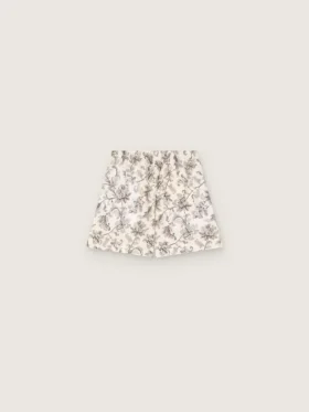 Damen-Shorts aus schwarz-weißem Baumwollpopeline mit Blumenprint