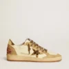 Damen-Sneaker „Ball Star“ aus Nappa und Wildleder mit Stern aus Ponyfell und metallischer Fersenlasche
