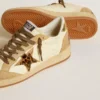 Damen-Sneaker „Ball Star“ aus Nappa und Wildleder mit Stern aus Ponyfell und metallischer Fersenlasche