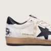 Damen-Sneaker „Ball Star“ aus Nappaleder mit schwarzem Stern und schwarzer Fersenlasche