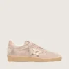 Damen-Sneaker „Ball Star“ aus puderrosa Wildleder mit metallisch-goldenem Stern