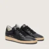Damen-Sneaker „Ball Star“ aus schwarzem Nappaleder mit schwarzem Glitzerstern und Fersenlasche aus Wildleder