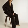 Damen-Sneaker „Ball Star“ aus schwarzem Nappaleder mit schwarzem Glitzerstern und Fersenlasche aus Wildleder