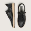 Damen-Sneaker „Ball Star“ aus schwarzem Nappaleder mit schwarzem Glitzerstern und Fersenlasche aus Wildleder