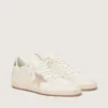 Damen-Sneaker „Ball Star“ aus weißem Leder mit Kristallstern und metallischer Fersenlasche