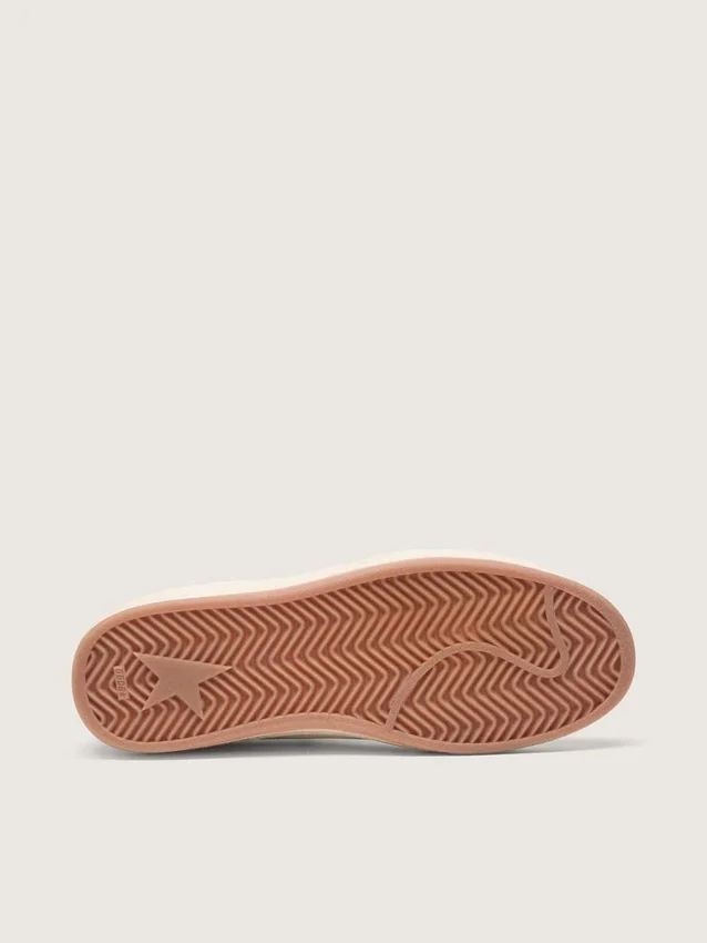 Damen-Sneaker „Ball Star“ aus weißem Leder mit Kristallstern und metallischer Fersenlasche