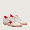 Damen-Sneaker „Ball Star“ aus weißem Leder mit rotem Stern und Fersenlasche
