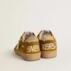 Damen-Sneaker „Ball Star“ aus Wildleder mit beigem Lederstern und Fersenlasche aus Ponyfell