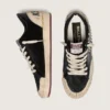 Damen-Sneaker „Ball Star LAB“ aus schwarzem Wildleder mit Nieten und glänzendem schwarzen Lederstern