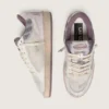 Damen-Sneaker „Ball Star LAB“ aus weißem Nylon und Ponyfell mit silbernem Stern und lila Einsätzen