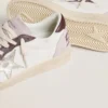 Damen-Sneaker „Ball Star LTD“ aus Nappaleder mit platinfarbenem Lederstern und burgunderroter Fersenlasche aus Nubukleder