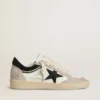 Damen-Sneaker „Ball Star LTD“ aus Nappaleder mit schwarzem Kristallstern und beigen Wildledereinsätzen