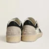 Damen-Sneaker „Ball Star LTD“ aus Nappaleder mit schwarzem Kristallstern und beigen Wildledereinsätzen