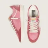 Damen-Sneaker „Ball Star LTD“ aus rosa Wildleder mit cremefarbenem Lederstern und roten Wildledereinsätzen