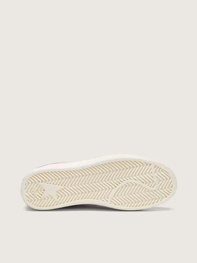 Damen-Sneaker „Ball Star LTD“ aus rosa Wildleder mit cremefarbenem Lederstern und roten Wildledereinsätzen