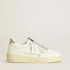 Damen-Sneaker „Ball Star“ mit silbernem Lederstern und silberner Glitzer-Fersenlasche